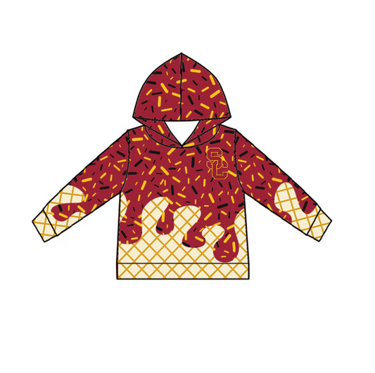 6.14 Preorder (moq 5)Baby Boys Long Sleeves Red SC Drip Team Hoodies Top