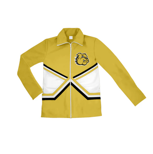 6.17  Preorder (moq 5)Baby Girls Yellow Long Sleeves Dog Print Team Zipper Jacket Top