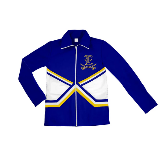 6.17  Preorder (moq 5)Baby Girls Hot Blue Long Sleeves E Print Team Zipper Jacket Top