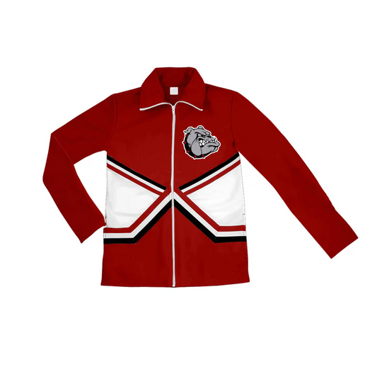 6.17 Preorder (moq 5)Baby Girls Dark Red Long Sleeves Dog Print Team Zipper Jacket Top