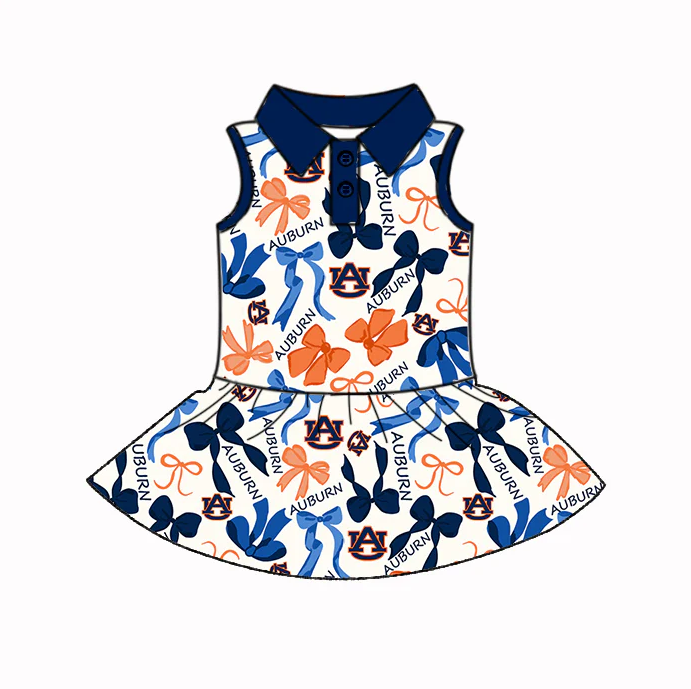 6.17 Preorder (moq 5)Baby Girls Hot Blue Sleeveless AU Bows Plaid Button Team Knee Length Dresses