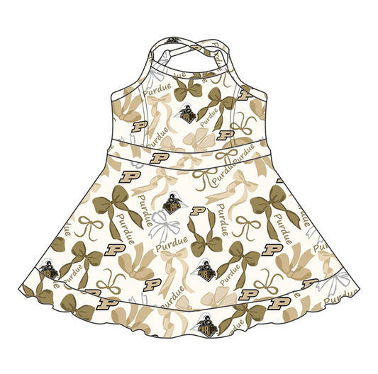 6.17 Preorder (moq 5)Baby Girls Strap Olive P Bows Plaid Ruffle Short Team Knee Length Dresses