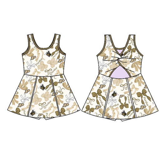 6.17 Preorder (moq 5)Baby Girls Sleeveless Olive P Bows Plaid Shorts Team Knee Length Dresses