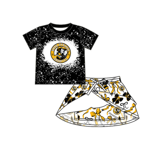 6.20 Preorder (moq 5)Baby Girls Sandites Team Top Bows Skirt Skort Team Sets