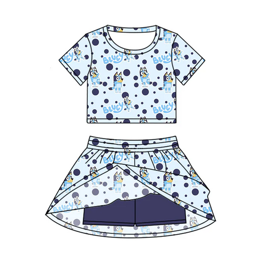 6.20 Preorder (moq 5)Baby Girls Cute Dogs Cartoon Top Skirt Skort Sets