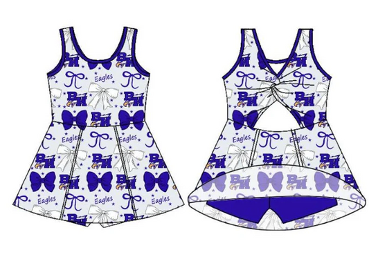 6.20 Preorder (moq 5)Baby Girls BH Bows Eagles Team Knee Length Dresses