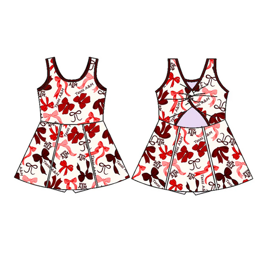 6.20 Preorder (moq 5)Baby Girls Sleeveless Red Bows Plaid ATM Button Short Team Knee Length Dresses