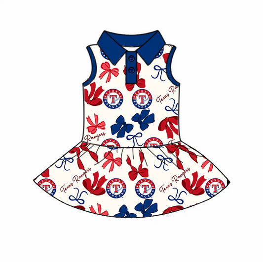 6.21 Preorder (moq 5)Baby Girls Sleeveless Bows Plaid T Button Team Knee Length Dresses