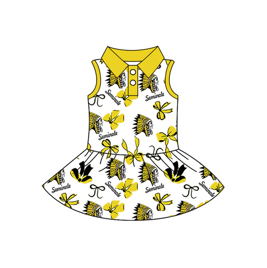 6.21 Preorder (moq 5)Baby Girls Seminole Indians Team Knee Length Dresses