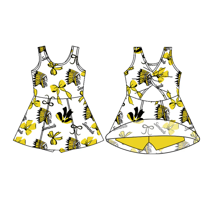 6.21 Preorder (moq 5)Baby Girls Seminole Indians team Top Skirt Skort Sets