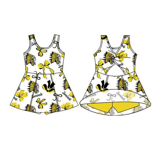 6.21 Preorder (moq 5)Baby Girls Seminole Indians team Top Skirt Skort Sets