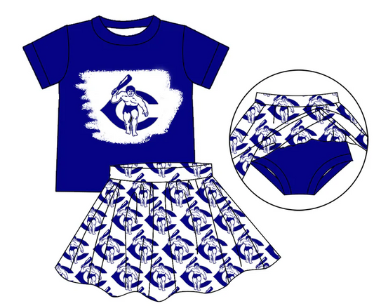 6.21 Preorder (moq 5)Baby Girls Gavemen Top Bummie Skorts Team Sets