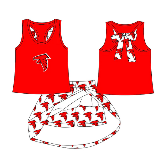 6.21 Preorder (moq 5)Baby Girls Red Falcons team Top Skirt Skort Sets