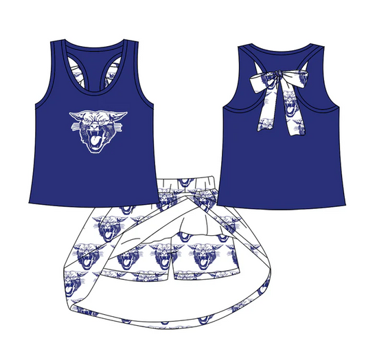 6.21 Preorder (moq 5)Baby Girls Lovington Wildcats team Top Skirt Skort Sets