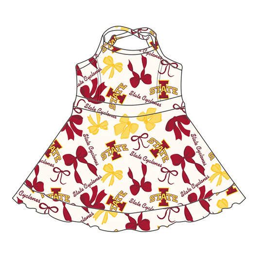 6.26 Preorder (moq 5)Baby Girls Strap Bows Plaid State Short Ruffle Team Knee Length Dresses