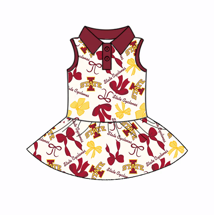 6.26 Preorder (moq 5)Baby Girls Red Sleeveless Bows Plaid State Button Team Knee Length Dresses