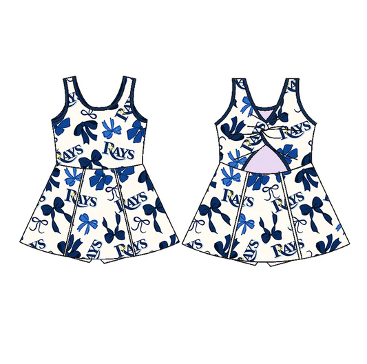 6.26 Preorder (moq 5)Baby Girls Sleeveless Bows Plaid Rays Short Team Knee Length Dresses