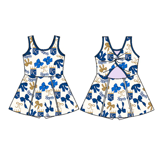 6.26 Preorder (moq 5)Baby Girls Sleeveless Bows Plaid KC Short Team Knee Length Dresses