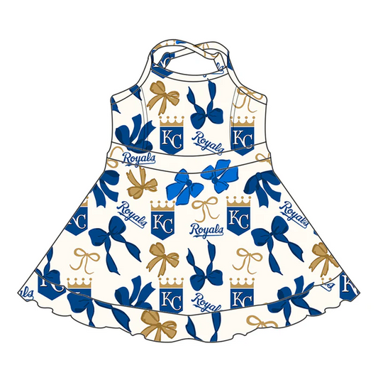 6.26 Preorder (moq 5)Baby Girls Strap Bows Plaid KC Short Ruffle Team Knee Length Dresses