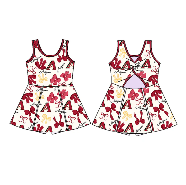 6.26 Preorder (moq 5)Baby Girls Sleeveless Red Bows Plaid A Short Team Knee Length Dresses