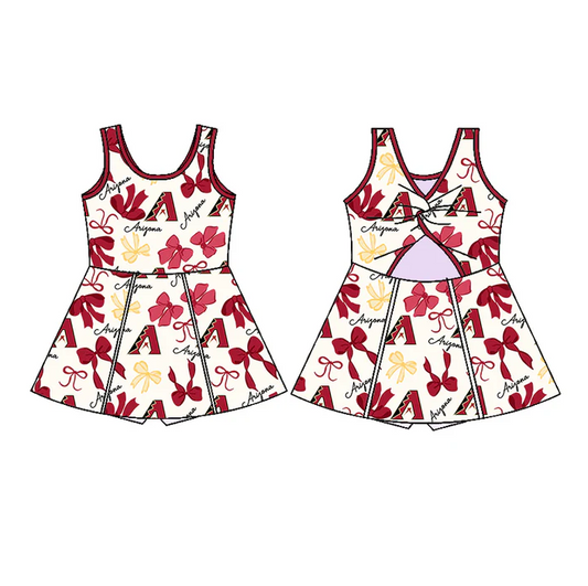 6.26 Preorder (moq 5)Baby Girls Sleeveless Red Bows Plaid A Short Team Knee Length Dresses