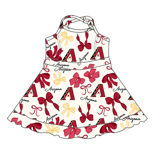 6.26Preorder (moq 5)Baby Girls Strap Red Bows Plaid A Short Ruffle Team Knee Length Dress