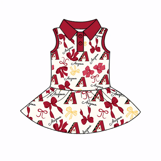 6.26 Preorder (moq 5)Baby Girls Red Sleeveless Bows Plaid A Button Team Knee Length Dresses
