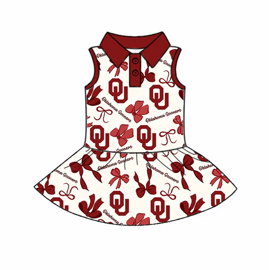 6.27 Preorder (moq 5)Baby Girls Red Sleeveless Bows Plaid OC Button Team Knee Length Dresses