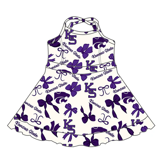 6.27 Preorder (moq 5)Baby Girls Strap Bows Plaid KS Shorts Ruffle Team Knee Length Dresses