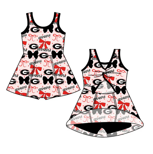 6.28 Preorder (moq 5)Baby Girls Georgia Bows Team Cheer Straps Dresses