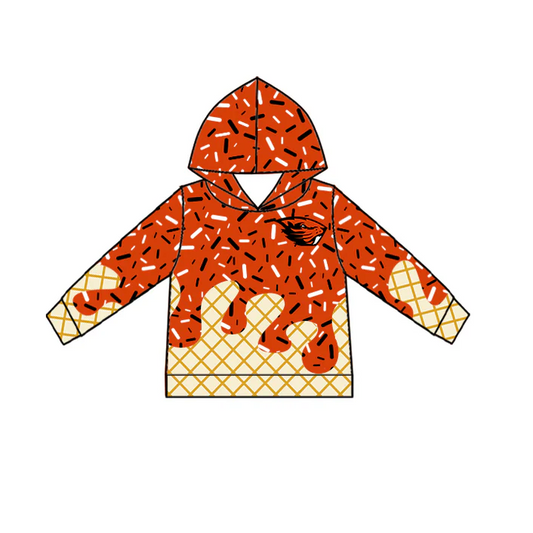 6.30 Preorder (moq 5)Baby Boys Orange Long Sleeves Eagle Drip Team Hoodies Top