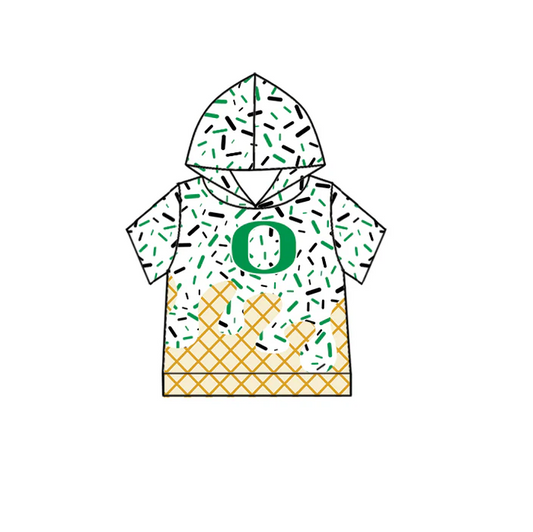 6.30 Preorder (moq 5)Baby Boys Green O Short Sleeves Drip Team Hoodies Top