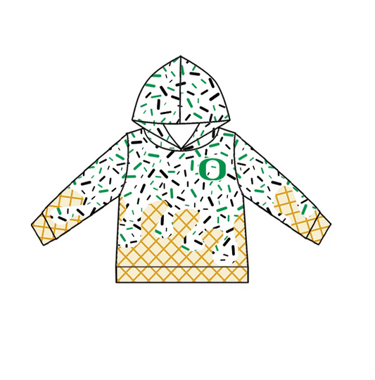 6.30 Preorder (moq 5)Baby Boys Green O Long Sleeves Drip Team Hoodies Top