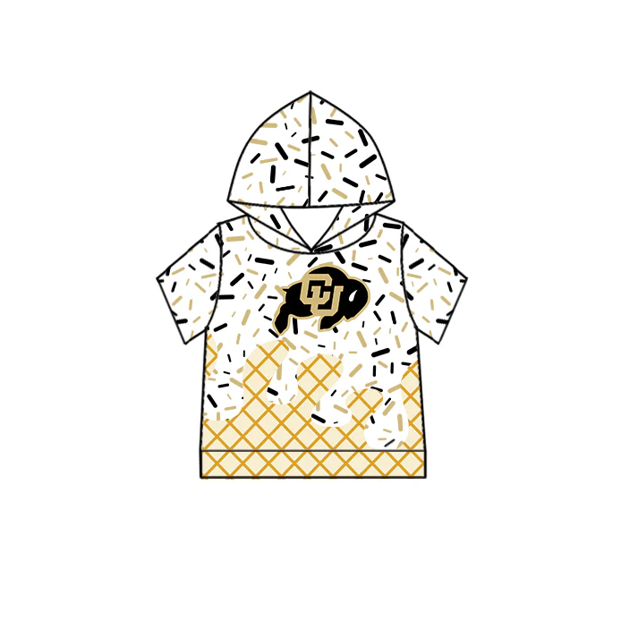 6.30 Preorder (moq 5)Baby Boys Short Sleeves Black CU Drip Team Hoodies Top