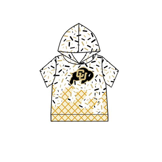 6.30 Preorder (moq 5)Baby Boys Short Sleeves Black CU Drip Team Hoodies Top
