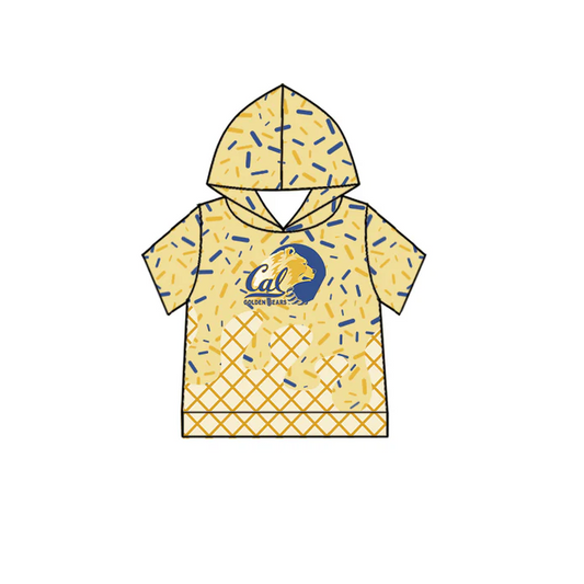6.30 Preorder (moq 5)Baby Boys Yellow Short Sleeves Golden Bears Drip Team Hoodies Top