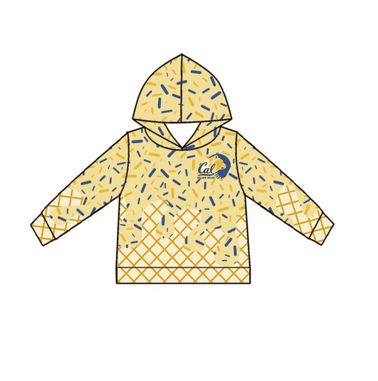 6.30 Preorder (moq 5)Baby Boys Yellow Long Sleeves Golden Bears Drip Team Hoodies Top
