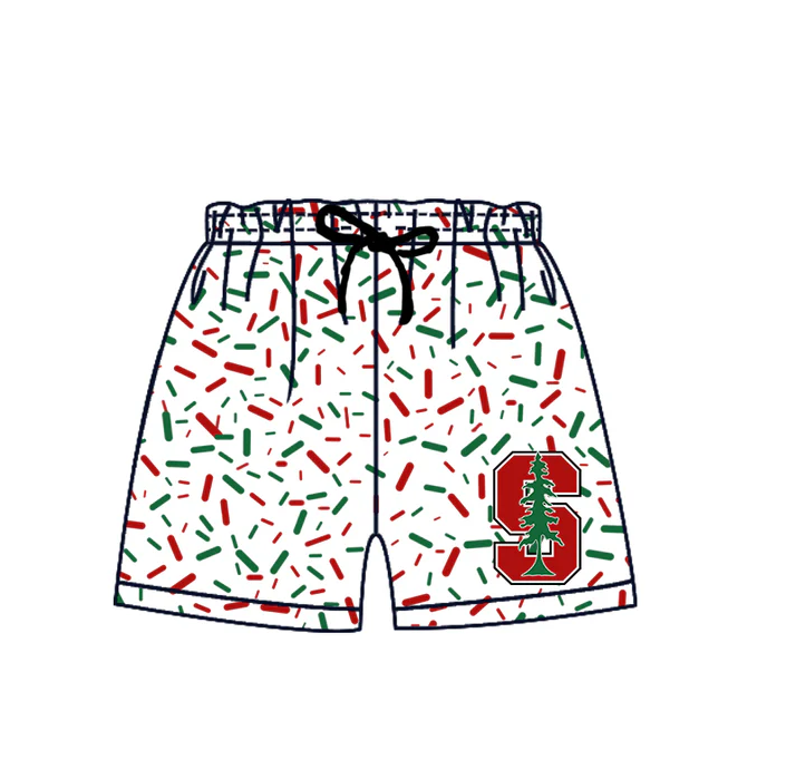 6.30 Preorder (moq 5)Baby Boys Red S Trees Drip Team Shorts Bottom