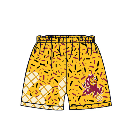 6.30 Preorder (moq 5)Baby Boys Yellow Trident Drip Team Shorts Bottom