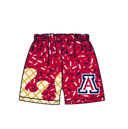 6.30 Preorder (moq 5)Baby Boys Red A Drip Team Shorts Bottom