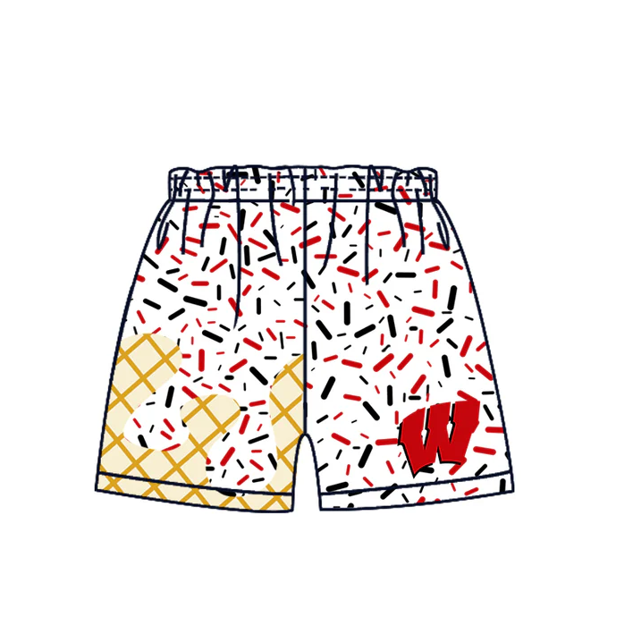 6.30 Preorder (moq 5)Baby Boys Red W Drip Team Shorts Bottom
