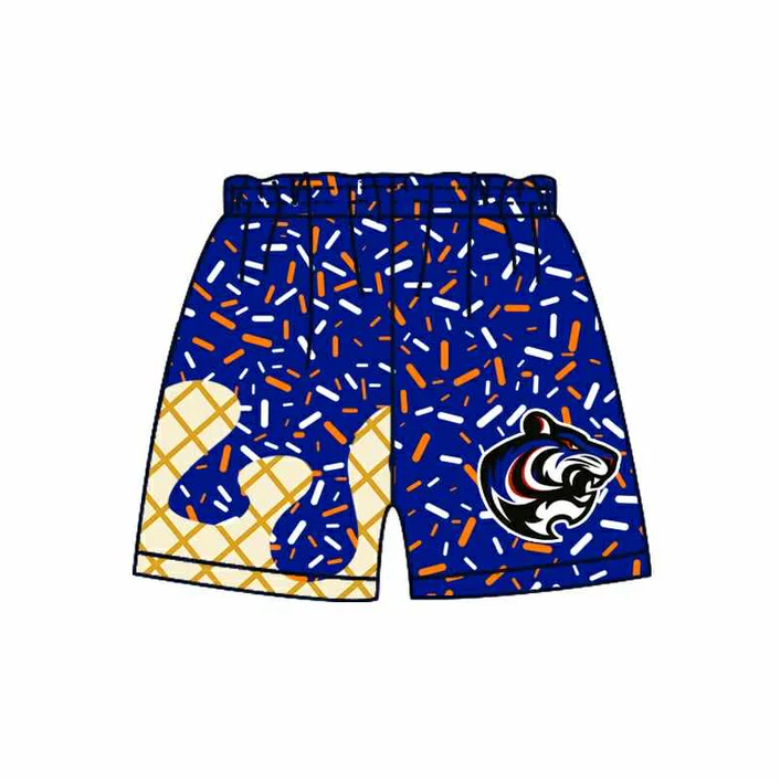 7.1 Preorder (moq 5)Baby Boys Drip Blue Leopard Sprinkles Team Shorts Bottoms