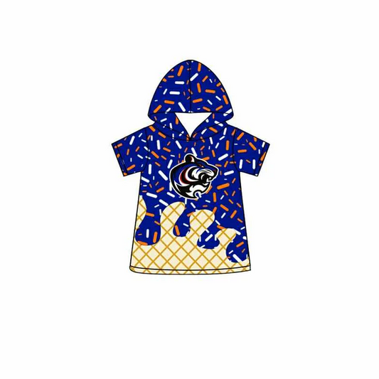 7.1 Preorder (moq 5)Baby Boys Blue Leopard Short Sleeves Drip Team Hoodies Top