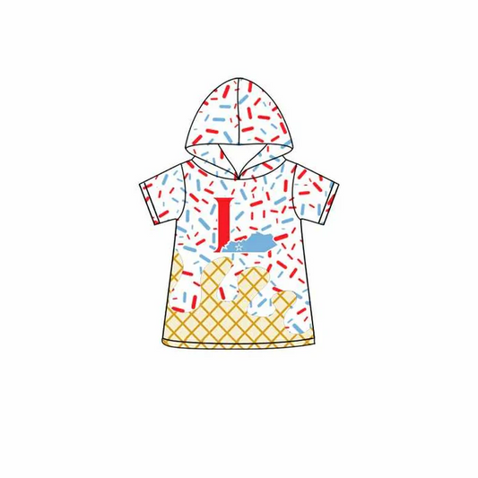 7.1 Preorder (moq 5)Baby Boys White Short Sleeves L Drip Team Hoodies Top