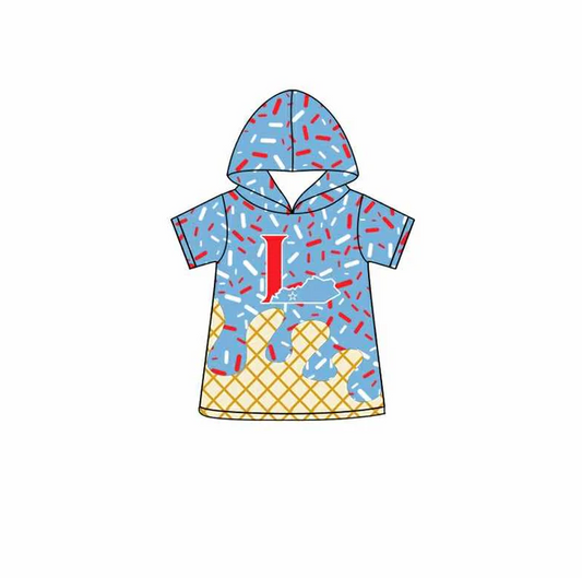 7.1 Preorder (moq 5)Baby Boys Blue Short Sleeves L Drip Team Hoodies Top