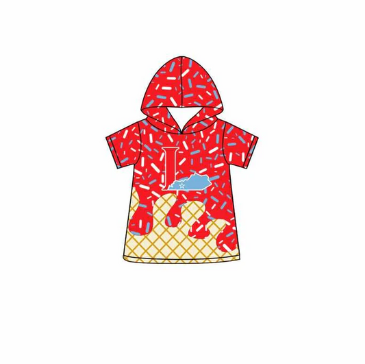 7.1 Preorder (moq 5)Baby Boys Red Short Sleeves L Drip Team Hoodies Top