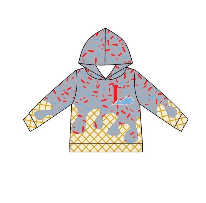 7.1 Preorder (moq 5)Baby Boys Grey Long Sleeves L Drip Team Hoodies Top