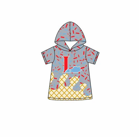 7.1 Preorder (moq 5)Baby Boys Grey Short Sleeves L Drip Team Hoodies Top