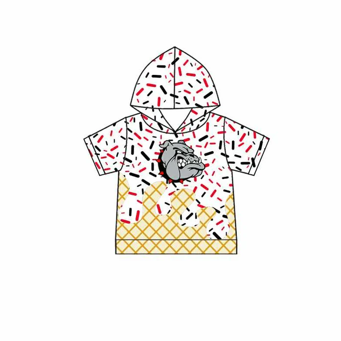 7.1 Preorder (moq 5)Baby Boys White Short Sleeves Bulldogs Drip Team Hoodies Top