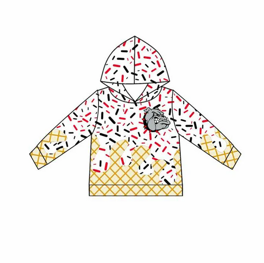 7.1 Preorder (moq 5)Baby Boys White Long Sleeves Bulldogs Drip Team Hoodies Top
